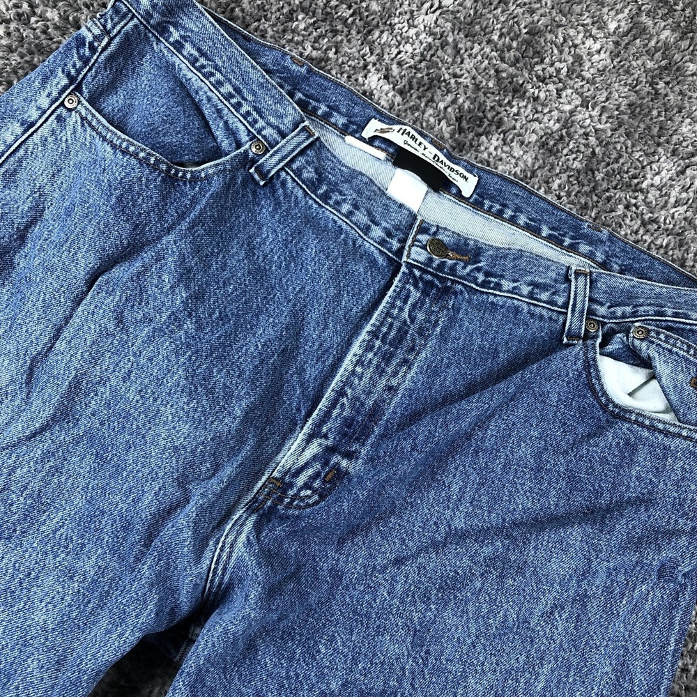 Harley-Davidson Jeans Mens 44x32 Blue Straight Leg Denim Medium Wash Motorcycle